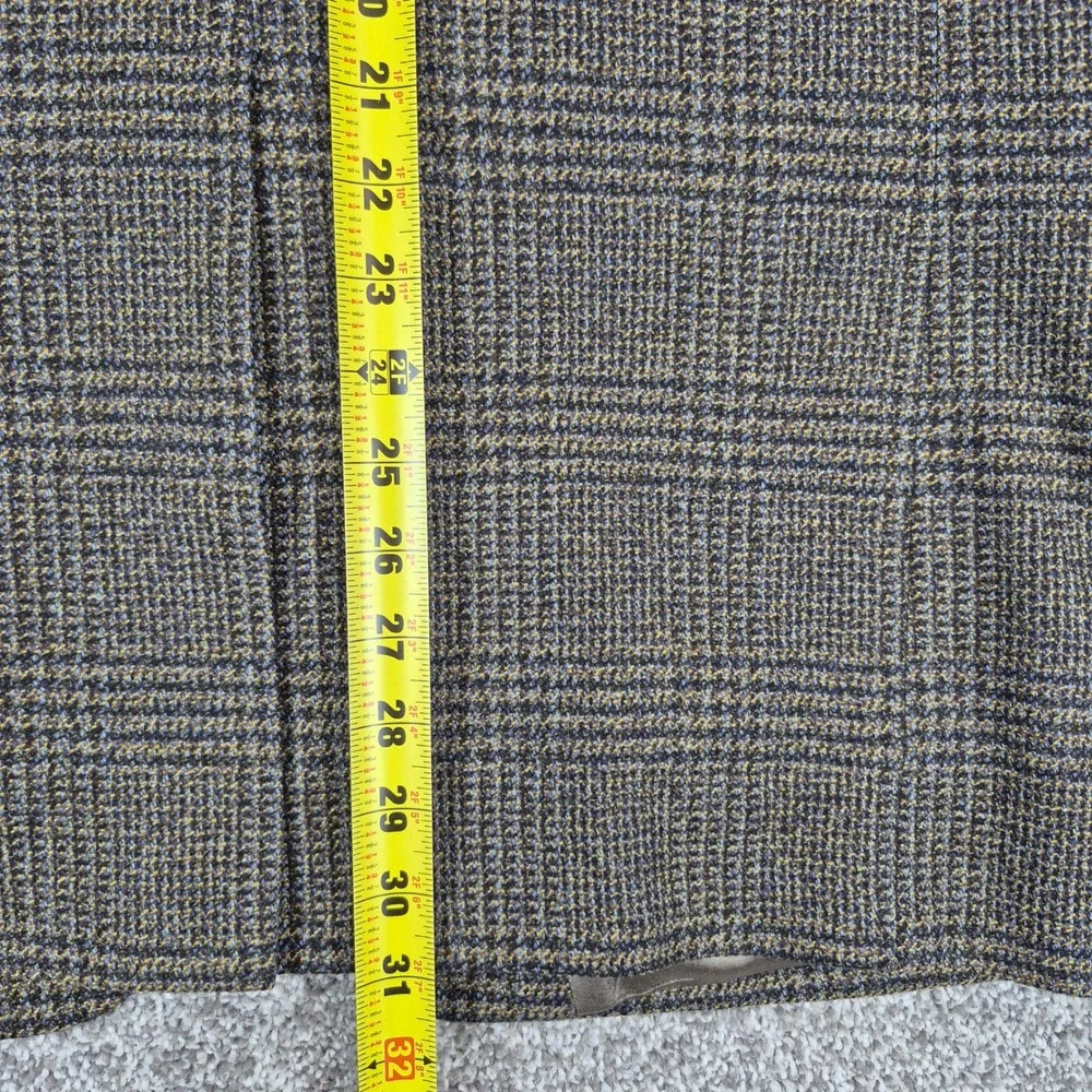E. Thomas Nordstrom Wool Cashmere Blazer Mens 38R Brown Glen Plaid Sport Coat